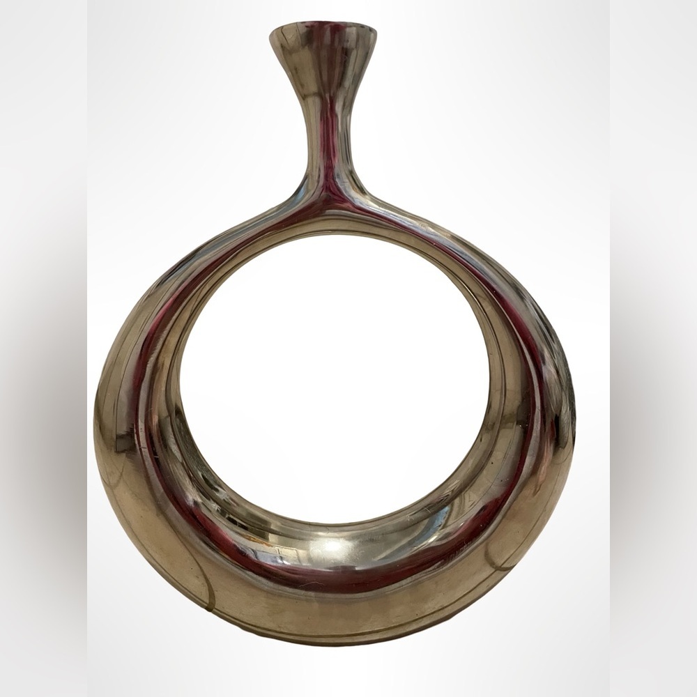 Large metal Circular mid century‎ modern vase